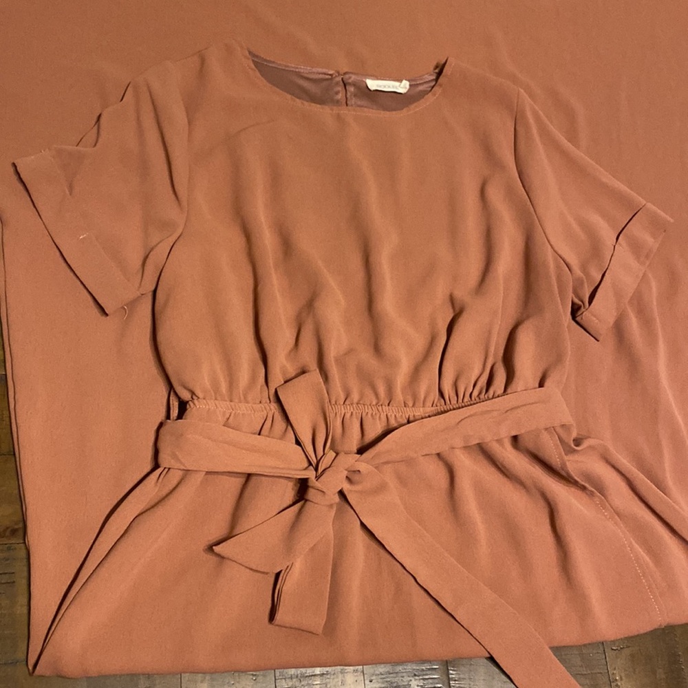 Roolee Mauve Full Length Tie Waist Short Sleeve Dress SUPER SOFT Medium